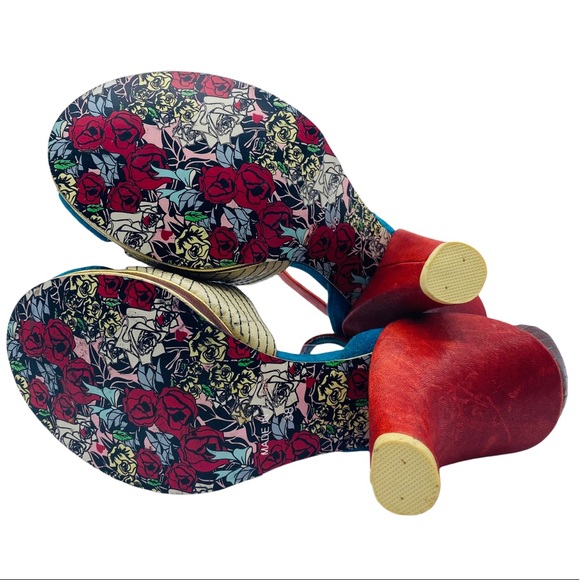 Irregular Choice Little Miss Oh Suede Peep Toe Ankle Strap Heels Pumps Size 7.5 - Picture 7 of 8